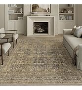 PureCozy 6x9 Brown Black Area Rug for Living Room Washable Vintage Distressed Carpet Large Bedroo...