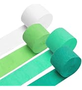 PIGETALE Crepe Paper Streamers 4 Rolls 328ft, Pack of Green, Turquoise, Lime and White Party Stre...
