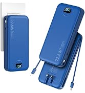 20000mAh Ultra-Portable-Charger-Power-Bank with Built in Cables&AC Wall Plug,PD20W USB-C Fast Cha...
