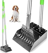 TOOGE Pooper Scooper, Dog Pooper Scooper Long Handle Stainless Metal Tray and Rake for Medium Sma...