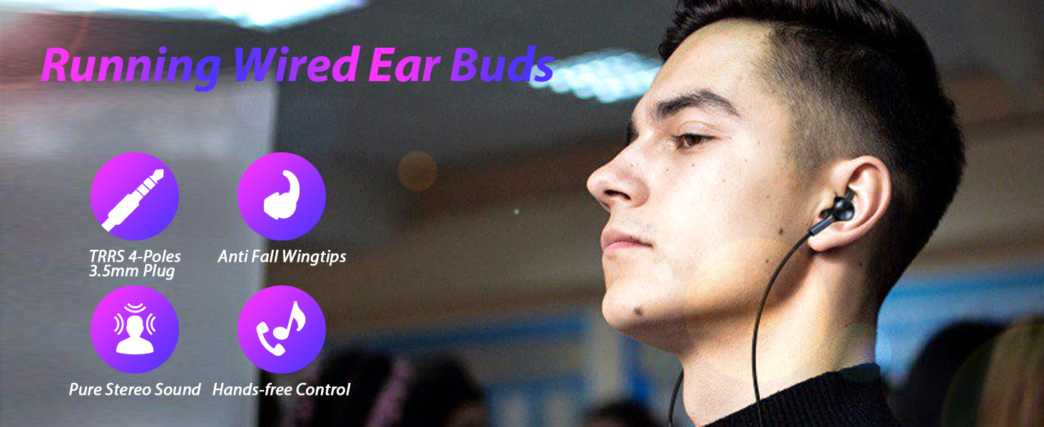 sport wired ear buds headphones
