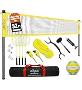 Zdgao Volleyball and Badminton Combo Set for Backyard - 20FT/32FT Volleyball/Badminton Net with A...