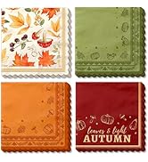 NICROLANDEE Fall Paper Napkins 48PCS 3 Layers Disposable Decorative Napkins Decoupage Napkins for...