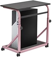 fusehome Computer Tower Stand, 2-Tier CPU Stand with Lockable Wheels, Adjustable Height PC Stand ...