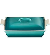 Le Creuset Stoneware Heritage Covered Rectangular Casserole, 4 qt. (12" x 9"), Riviera