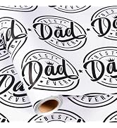 Yarcony Father’s Day Wrapping Paper Roll - 17in x 16.5ft, Simple Best Dad Ever Design Black Gift ...