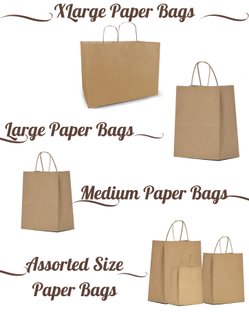 Brown paper bags with handles birthday party valentine favor gift bag bulk