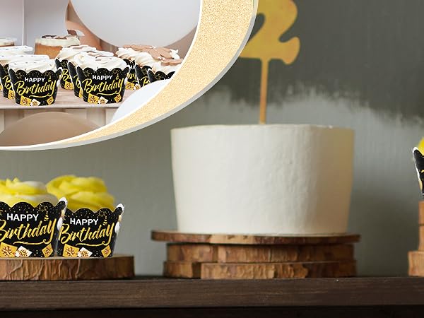 36Pcs Happy Birthday Cupcake Wrappers
