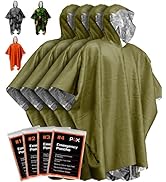 PREPARED4X Emergency Rain Poncho with Mylar Blanket Liner - Survival Blankets for Car - Heavy Dut...
