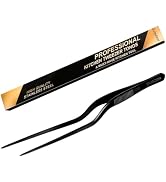 Gutsdoor 8 Inch Plating Tweezers Stainless Steel Precision Culinary Tweezer Black Kitchen Offset ...