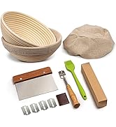 Rorecay Banneton Bread Proofing Baskets Set of 2, 9 Inch Round Cane Sourdough Bread Rising Basket...