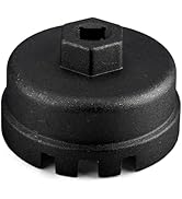 PLALEI Oil Filter Wrench, 64mm 14 Flutes 6 Slots Oil Filter Removal Tool, Aluminum Oil Filter Soc...