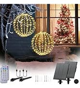 Outdoor Christmas Lights Balls, Solar Hanging Lighted Sphere, Prelit LED Balls 16