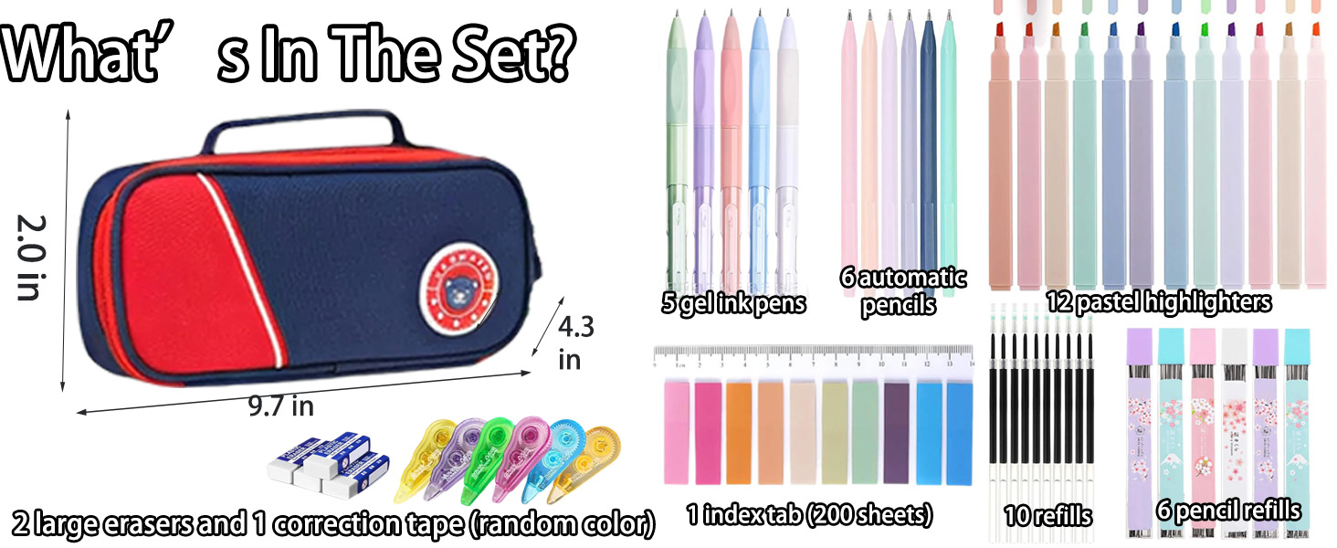 pencil pouch set with supplies