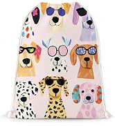 KDHTY Cute Dogs Organizer Storage Drawstring Gift Bags,Pink Dog Drawstring Organizer for Kids Toy...