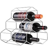 Buruis 6 Bottles Metal Wine Rack, Countertop Free-Stand Wine Storage Holder, Space Saver Protecto...