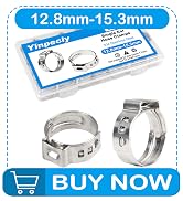 Yinpecly 50Pcs 12.8-15.3mm (9/16") Single Ear Hose Clamps PEX Crimp Rings | 304 Stainless Steel P...