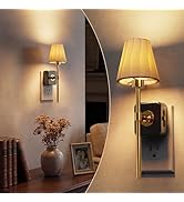 L LOHAS LED Night Lights Plug into Wall, Pleated Fabric Cover Night Light, Dusk to Dawn Sensor Vi...