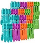 48 PCS Clothes Pins, Colored Clothespins for Clamping Tighter, Plastic Clothes Pins Heavy Duty Ou...