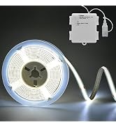 LumBelle COB LED Light Strip Battery Operated, 6.6ft 640 LED Dimmable Strip Lights Cuttable Flexi...