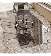 GLSLAND Irregular Tempered Glass Floor Mat - 36" x 48" Office Chair Mat for Carpet Clear Duty Har...