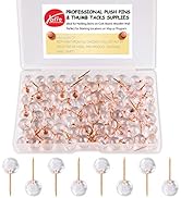 Yalis Push Pins 1/3 Inch Rose Gold Map Tacks 100-Count Large Size Pins Rose Gold Steel Point and ...