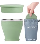 TakeToday Collapsible Travel Cup - Silicone Foldable Water Cup, BPA-Free with Lid & Waterproof Ba...