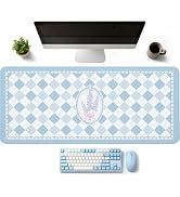 PailailaiNest Floral Mouse Pad Large 35.4×15.7 Checkered Blue Desk Mat | Non-Slip, Water-Resistan...