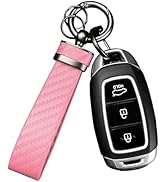 Turcee Carbon Fiber Car Keychain,Automotive Interior Accessories Keychains Leather Car Key Fob,Ca...