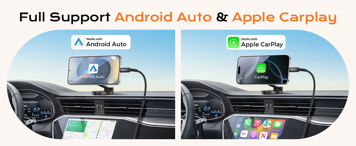 10Gbps Data Transfer & 3A Fast Charging USB A to Type C Cord Support Android Auto & Apple Carplay