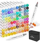 Caliart Alcohol Brush Tip Markers, 101 Colors Adult Coloring Markers Set Dual Tip Chisel & Brush ...