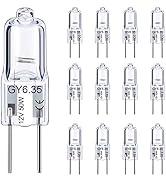 GY6.35 Halogen Light Bulbs 12 Volt 50 Watt, 12 Pack 2 Pin GY6.35 Base Bulb, Replacement T4 Tubula...