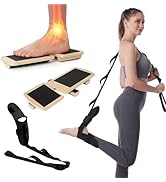 Ankle & Foot Fitness Combo - Stability Balance Board and Calf Stretching Strap for Strength & Fle...