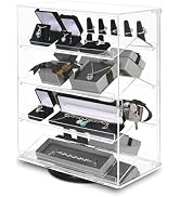 MOOCA Premium 360-Degree Rotating Acrylic Eyewear Showcase with 4 Removable Shelves and Key Lock,...