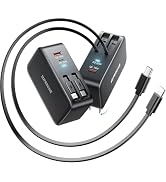 SUPERONE 78W Retractable Charger with USB C & Apple Cables, 4-Ports GaN Retractable Wall Charger,...