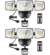 USTELLAR Motion Sensor Security Lights Plug in 55W, LED Motion Sensor Outdoor Lights with Remote ...