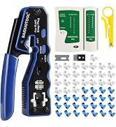 RJ45 Crimp Tool Kit Pass Through Crimper Cutter for Cat5 Cat5e Cat6 Cat6a 8P8C Modular Connector ...