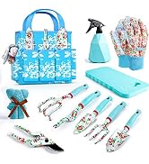 JUMPHIGH Floral Garden Tools Set, 11 PCS Heavy Duty Gardening Tools Includes Hand Trowel Rake Wee...