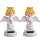 2Pcs Solar Powered Dancing,Angel Solar Dancing Figures,Solar Powered Shaking Hand,for Car Decorat...