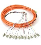 Ultra Spec Cables 12 Strand OM1 62.5/125 Multimode LC-UPC Fiber Pigtail, 1 Meter - 1 Pack for Splice