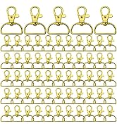 60Pcs Gold Swivel Snap Hook D Ring,Metal Swivel Clasps Lobster Clasp Key Chain Clip Hook Swivel C...