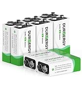 DURNERGY 9V Batteries, 9 Volt Batteries 8 Pack,10-Year Shelf Life, 9V Batteries for Smoke Alarms,...