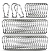 Small Carabiner Clip Hooks, 52pcs 2.36 inch Carabiners Heavy Duty, Galvanized Iron Spring Snap Ho...