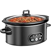 NEWBULIG Slow Cooker 6 Quart, Large Slow Cooker, Ceramic Nonstick Coating, 3 Adjustable Temp Mult...