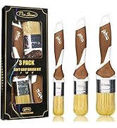 Professional House Paint Brushes Set, 3 Pack Small Paint Brush with Ergonomic Rubber Handle and T...