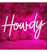 SYLHOME Howdy Led Neon Light Sign Pink Preppy Bedroom Wall Sign Decor Party Birthday Christmas Gi...
