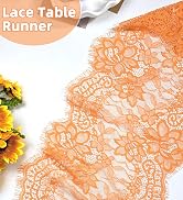 orange Lace Table Runner orange Embroidered Boho Lace Runners Vintage Rustic Farmhouse Tables Runner
