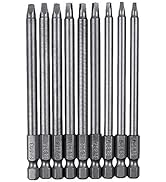 Rocaris 9 Pack 1/4 Inch Hex Shank Long Magnetic Square Head Screwdriver Bits Set Power Tools SQ1,...