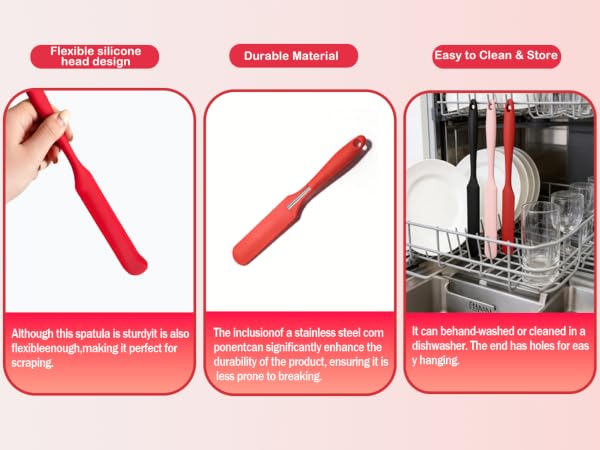 silicone spatula head fits closely to bowl bottoms and walls