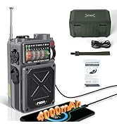 Emgykit R11 Portable Shortwave Radio - 4000mAh/14800mWh NOAA/SW/AM/FM, Solar/Hand Crank/USB Charg...